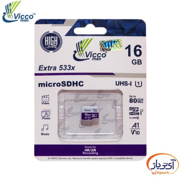 کارت حافظه microSD A1 U1 V10 ظرفیت 16 گیگابایت ویکومن سرعت 80m/s