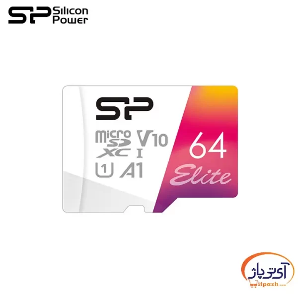 کارت حافظه‌ MicroSDXC سیلیکون پاور ظرفیت 64 گیگابایت Elite FullHD