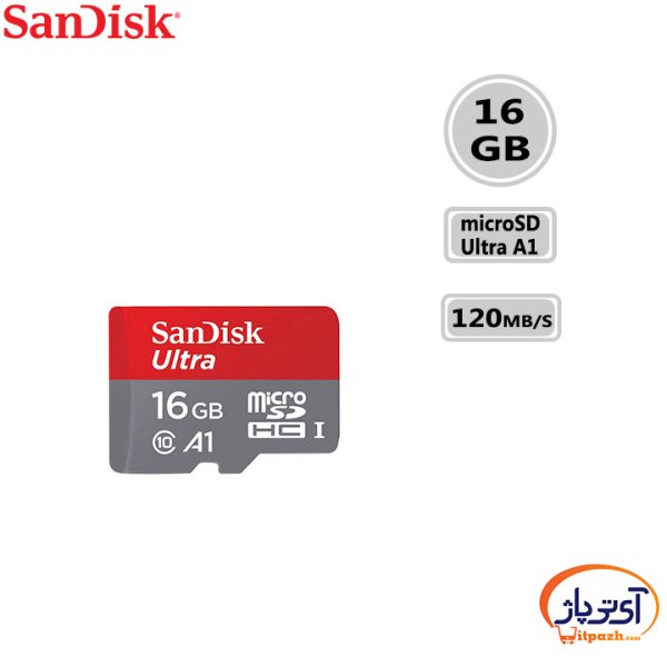 کارت حافظه microSD Ultra A1 ظرفیت 16 گیگابایت سندیسک سرعت 120m/s