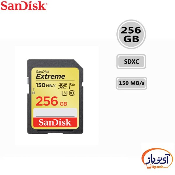 کارت حافظه SDXC U3 ظرفیت 256 گیگابایت سن دیسک سرعت 150MB/s